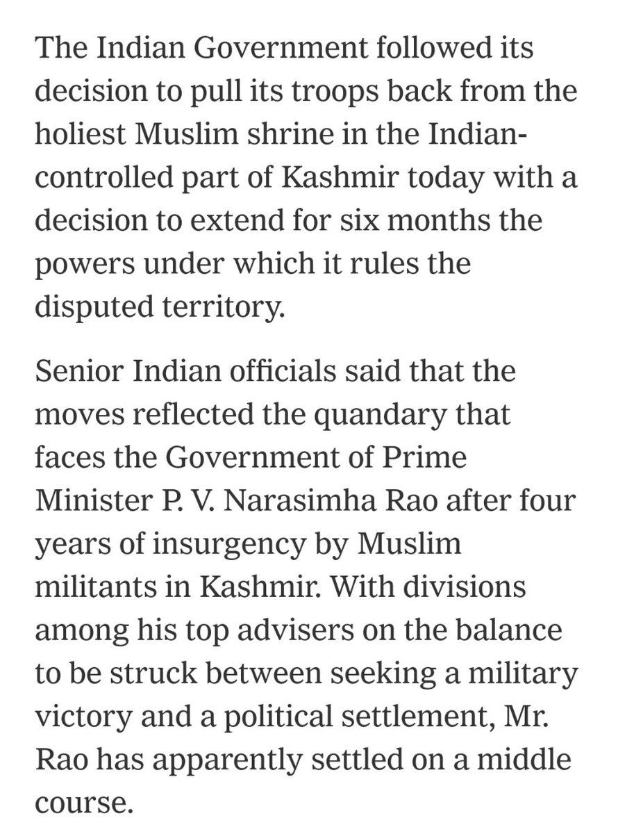 PVNR's Kashmir Policy was also utter failure, he never recognised Pandit exodus plus he wasn't as ruthless on insurgency as todays Modi Gov is.PVNR was often soft on the military action & often tried monkey balancing. Insurgency grew many folds under his regime, we paid price 