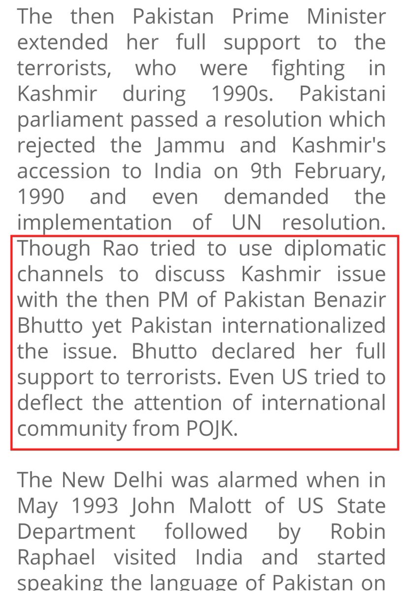 PVNR's Pakistan policy was also a big failure after Pak PM Ms. Bhutto declared open support to the insurgency in Kashmir, PVNR was still trying to talk to Pak using diplomatic channel.Pak had support of US & OIC whr resolution was made in UN against India, we somehow saved face