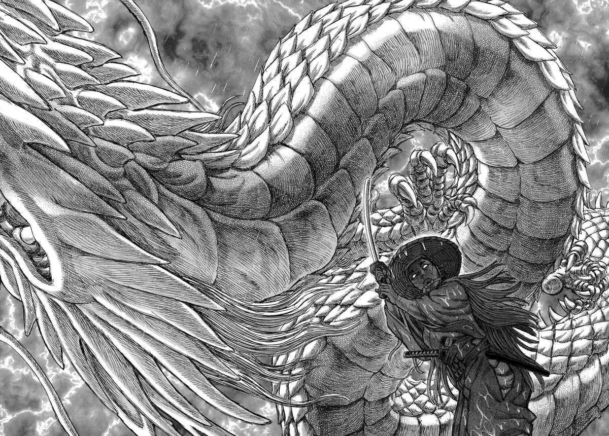 Now let's look at the art! Yamaguchi's drawings are very realistic and detailed, he is capable of drawing realist historical buildings as well as extremely intidimating character avatars or beautiful compositions.