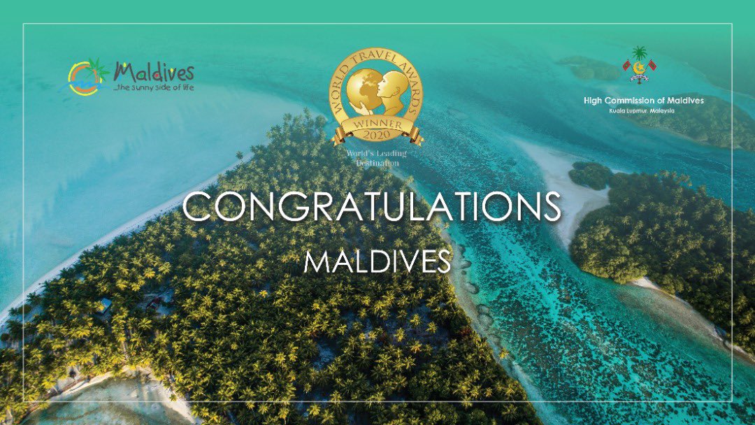 #Maldives receives the World’s Leading Destination 2020 award. 
Congratulations to all the tourism professionals in the Maldives!! 👏👌❤️
#WorldsLeadingDestination #Maldives #VisitMaldives