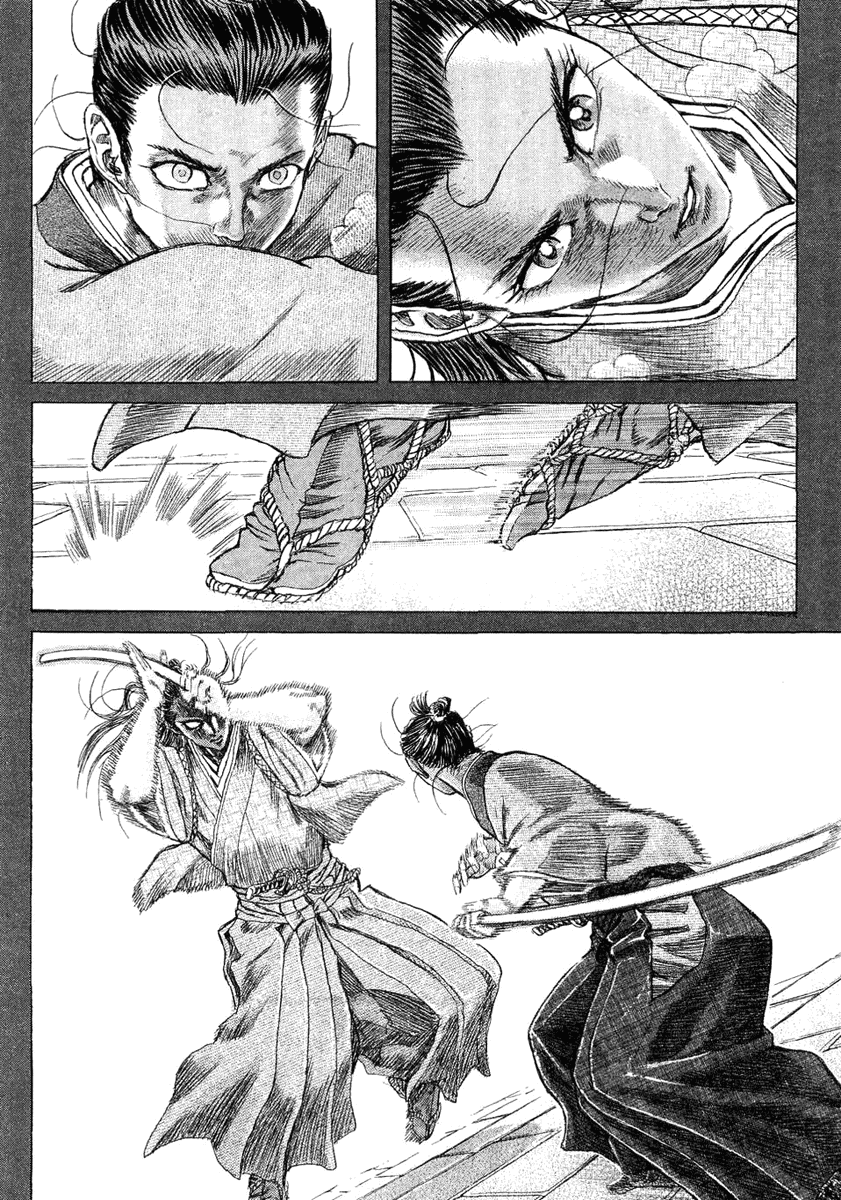 Of course Yamaguchi's paneling changes a lot from fight to fight, but this obsession on all-powerful but vulnerable bodies is always there. The movements are often detailed like above, making the fight scenes realistic (in the manga's own setting).