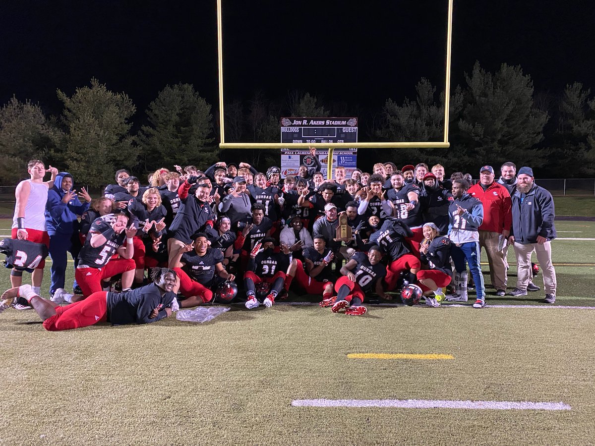coachwesj's tweet photo. So proud of this football team and the 2020 @DunbarBulldogs1  seniors. Solidifying their legacy as the first class since 2000 to win a district championship! https://t.co/wMycnV89wJ