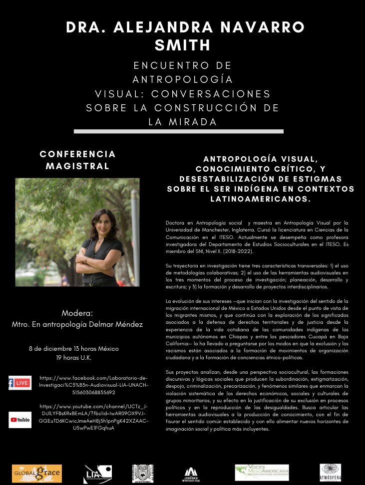 Pavel_VA's tweet image. “Encuentro de Antropología Visual. Conversaciones sobre la construcción de la mirada”.
Del 7 al 11 de Diciembre.
Conferencias Magistrales.

facebook.com/kinokisancris/…