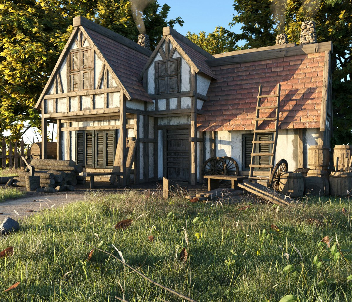 NishantNeerajA1's tweet image. Grass is entirely mine from scratch but trees i created with M-tree add on really felt very realistic. Way way better than sapling tree.
M-tree has more variation, depth for real tree look. You can even add roots( amazing feature ).