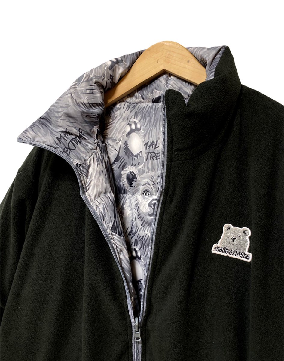 Kaya Select Remake フリース 中綿ナイロン 暖かいし軽い リバーシブルで これは可愛いぞ ダウンジャケット 中綿ブルゾン リバーシブル クマ セレクト Usedremake Kaya1点物 衣装 ワンピース好きと繋がりたい イラスト好き