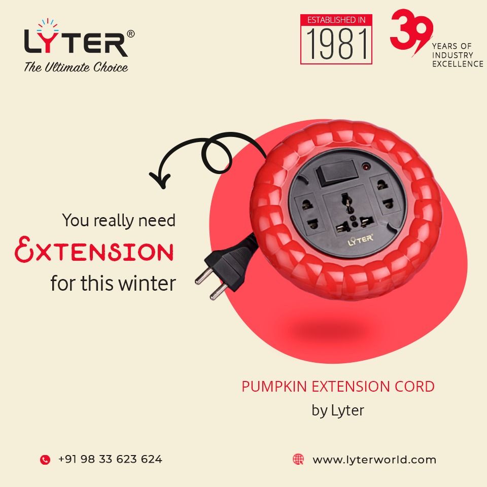 thelyterworld's tweet photo. Extend the power anywhere at home with the lyter pumpkin extension cords.
Visit Us: https://t.co/50dD4Lq30c
Call Us : 98 33 623 624
Mail us : info@lyterworld.com
#Lyter #SafetyFirst #ElectricalAccessories #TheUltimateChoice #Extensions #ExtensionsChords #PowerStrip https://t.co/fOaPtPiPQ9