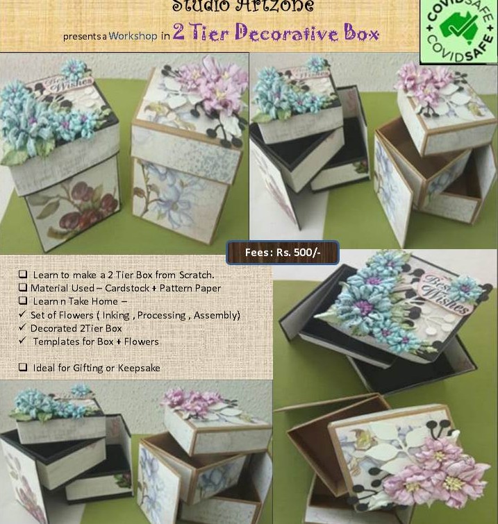 artzonepune's tweet photo. #BoxMaking #GiftBox #ModakBox #FestiveSeason #JewelleryBox
#FlowerMaking #RoseMaking #WorkshopsinPune #Pune #Deccan #StudioArtzone #studioartzonepune
Learn to make a 2 Tier Decorative Box @ Studio Artzone
~ 5 Dec'20 (Sat) ; 11am to 2pm .
For Registrations , Whatsapp on 9822254472 https://t.co/Mx3yJsQydU