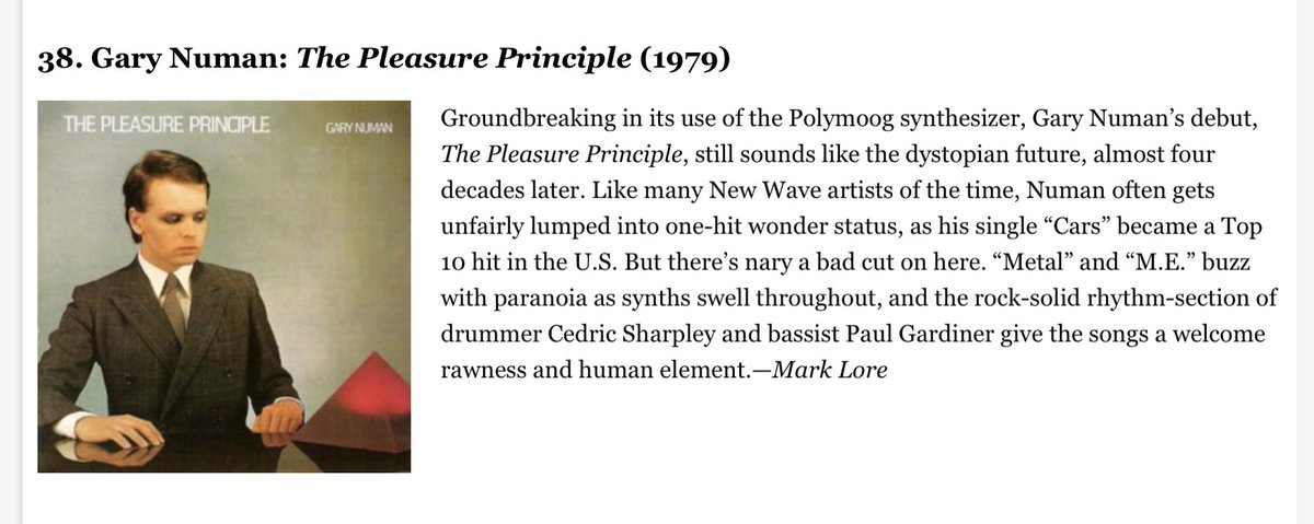 Gary Numan kicked ass. Still does. From Paste Magazine’s top New Wave albums.