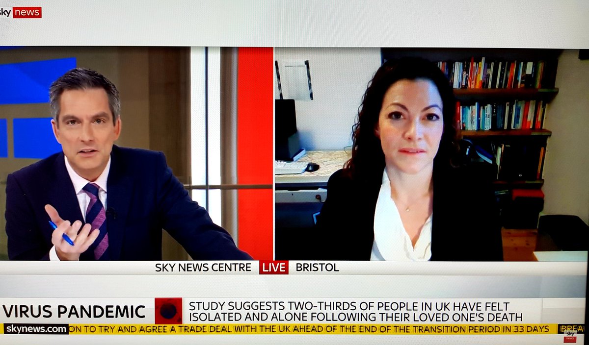 Lucy_Selman's tweet photo. Many thanks to @SkyNews for inviting me to talk about grief during #COVID19 today and interim findings from our study of bereavement during the pandemic, co-led with @EmilyHarrop10. To participate/view the report visit https://t.co/8Bf0hkgW22. Catch up:  https://t.co/O4997ltNjM https://t.co/Rd542Pg4pP