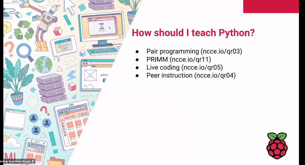 CoderDojoBe's tweet image. So happy that @NuliBouli from the CoderDojo Foundation and Rebecca Franks of the Rasberry Pi Foundation wanted to share their presentation/workshop on 'how to introduce Python in your Dojo' with us!🙌
#DojoConBE20 #OnlineGeneration5 #CoderDojoFoundation #RasberryPiFoundation