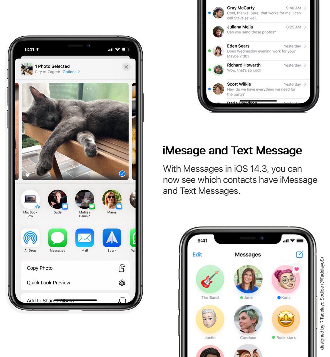 RTSodipe's tweet photo. Hello @Apple ,
I created this design to show iPhone users which of their contacts uses iMessage and who uses Text Messages.  It’s a small detail but I believe it will make all the difference when interacting with contacts. 
RETWEET &amp; LIKE
Let me know what you think #ios14 #Apple https://t.co/ccW8K6A6e8