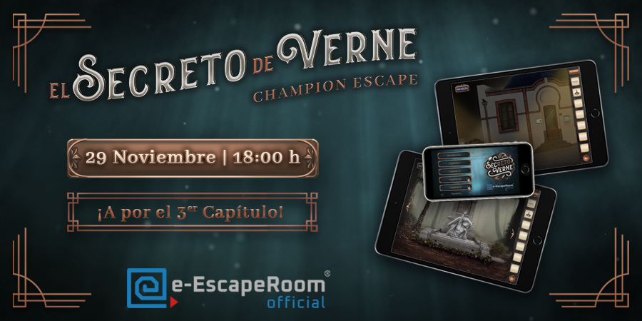 EEscaperoom's tweet photo. ¿Qué nuevos misterios tendrán que desvelar los aventurer@s en el Capítulo 3?

Lo descubriremos este domingo, 29 de noviembre, a las 18h

Los inscrit@s, ¡atentos al correo electrónico! Hemos enviado info importante para enfrentaros al reto.

¡Mucha fuerza para tod@s! https://t.co/Ssusxx7013
