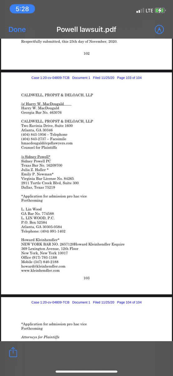 Wait a minute. So the Sidney Powell “kraken” lawsuit in Georgia is ALSO a Lin Wood lawsuit?Lin Wood, who was told a week ago by a federal judge that claims contained in his prior recent lawsuit on election fraud had “no basis in fact or law”...?Ain’t that some shit.  #gapol
