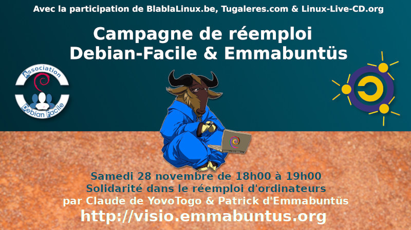 Emmabuntus's tweet image. Nous vous attendons nombreux ce soir avec @debian_facile @ASI_YovoTogo @Tugaleres @oisux   et pour ceux qui auraient des soucis de connexion avec la plateforme BigBlueButton fournie par @WebassocOrg  voir sur la plateforme de #BlablaLinux le direct : youtube.com/watch?v=GqWUml…