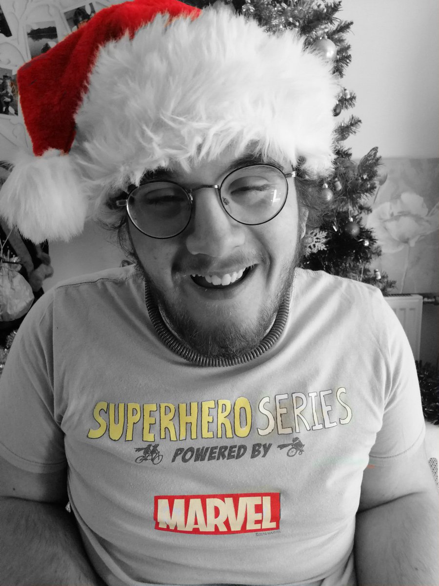 sheleia's tweet photo. Owen feeling festive for today's laps. @SuperheroTri @Freedom4wheels @MarvelUK @SChristiansen87 #TeamSophie #TeamCaptainMarvel #AtHomeSuperheroes #findyourpower #AtHomeWinterWonderWheels #30kin30days #charity #fundraiser https://t.co/Sdx5TAz346