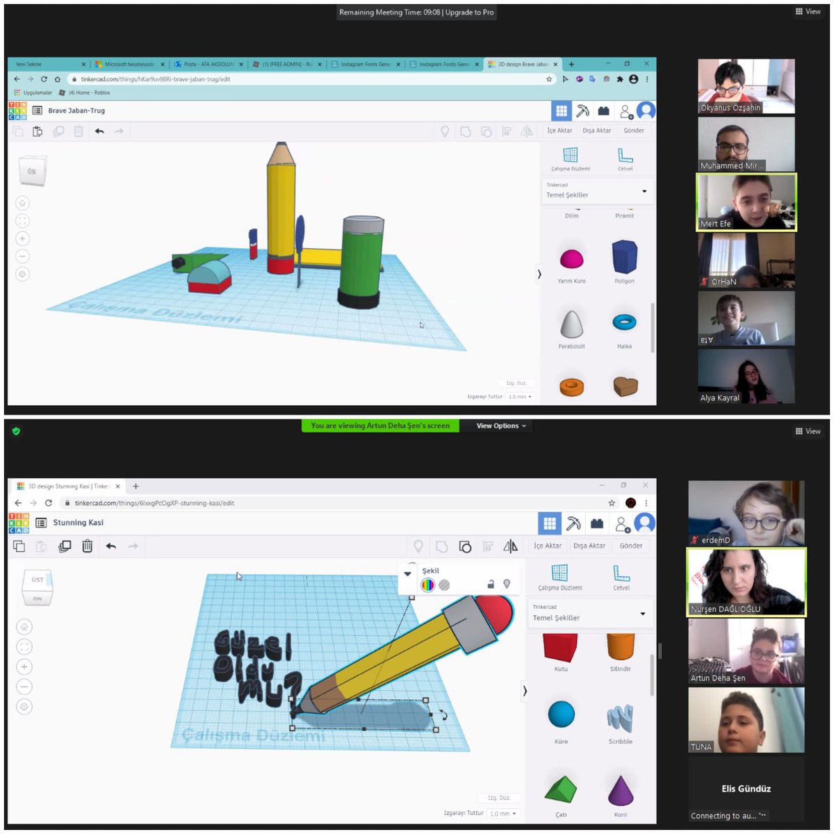 bahcesehir45's tweet image. Bu hafta 5. Sınıf Kodlama ve Robotik Kulübünde öğrencilerimiz TINKERCAD uygulamasında üç boyutlu kalem tasarımlarını gerçekleştirdiler.
@fatlihann @nurdanzorer @duygubiyikoglu @busraaltuntasbk #codingbk
