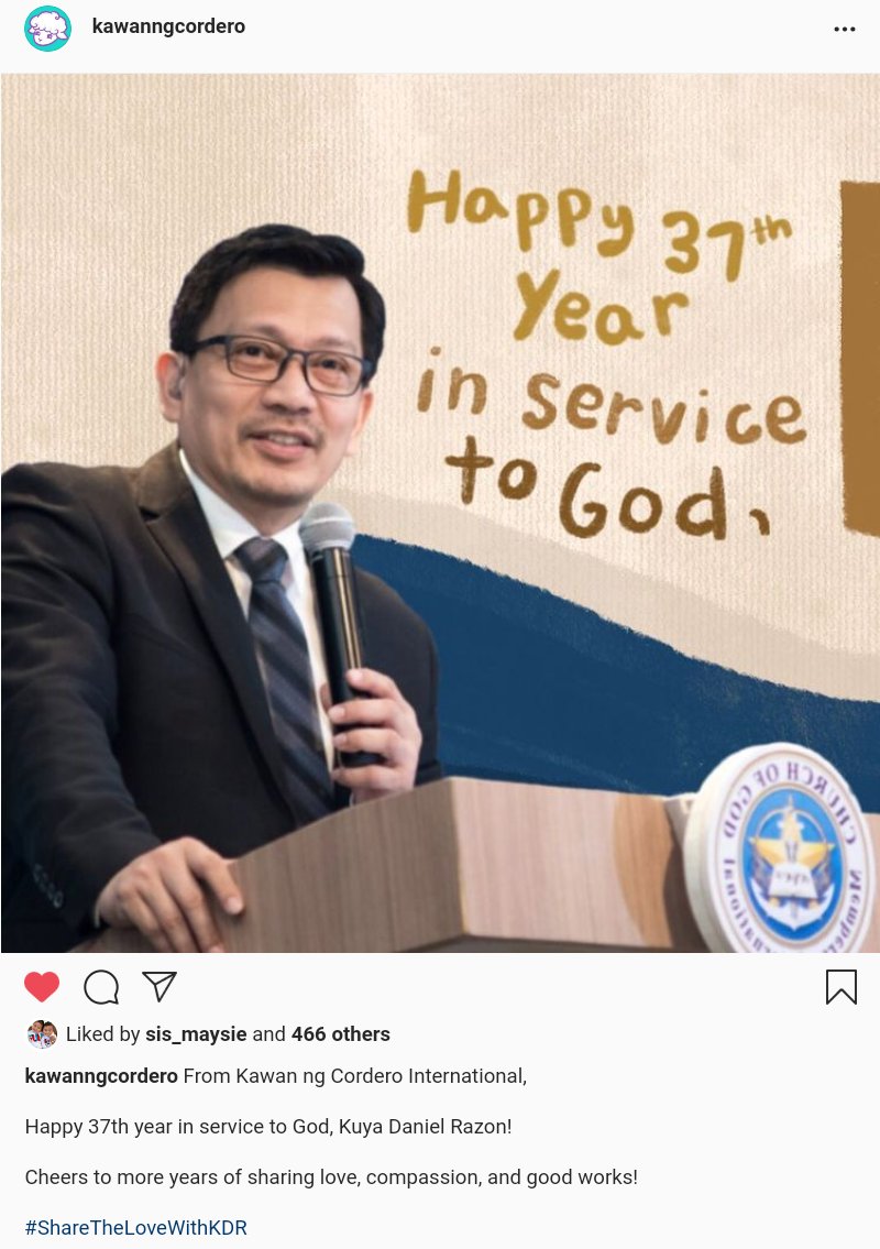 #Happy 37th Sabbath Anniversary, Kuya 😍
#ShareTheLoveWithKDR
#ShareTheLoveAndWisdom https://t.co/kA9j2VPge9