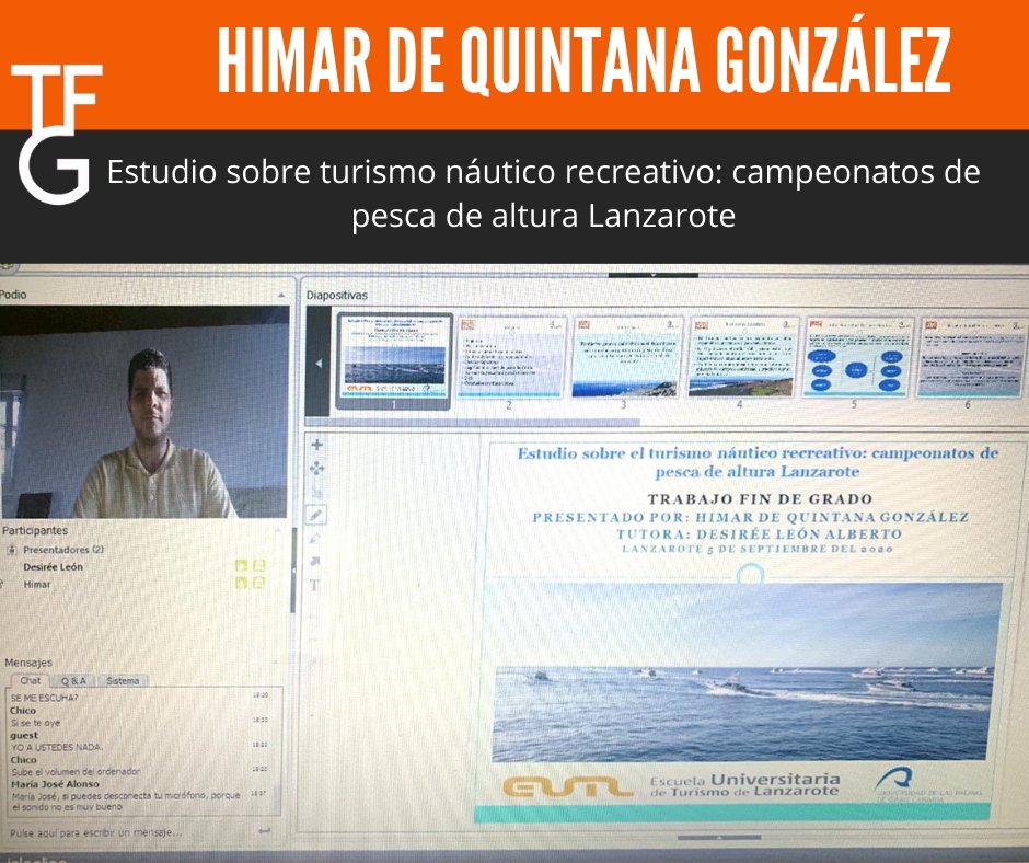 El trabajo de fin de grado “Estudio sobre turismo náutico recreativo: campeonatos de pesca de altura Lanzarote” ha sido presentado en la Escuela de Turismo de Lanzarote por Himar de Quintana González.
#turismo #nautico #recreativo #turismonautico #campeonatopesca #pescaaltura