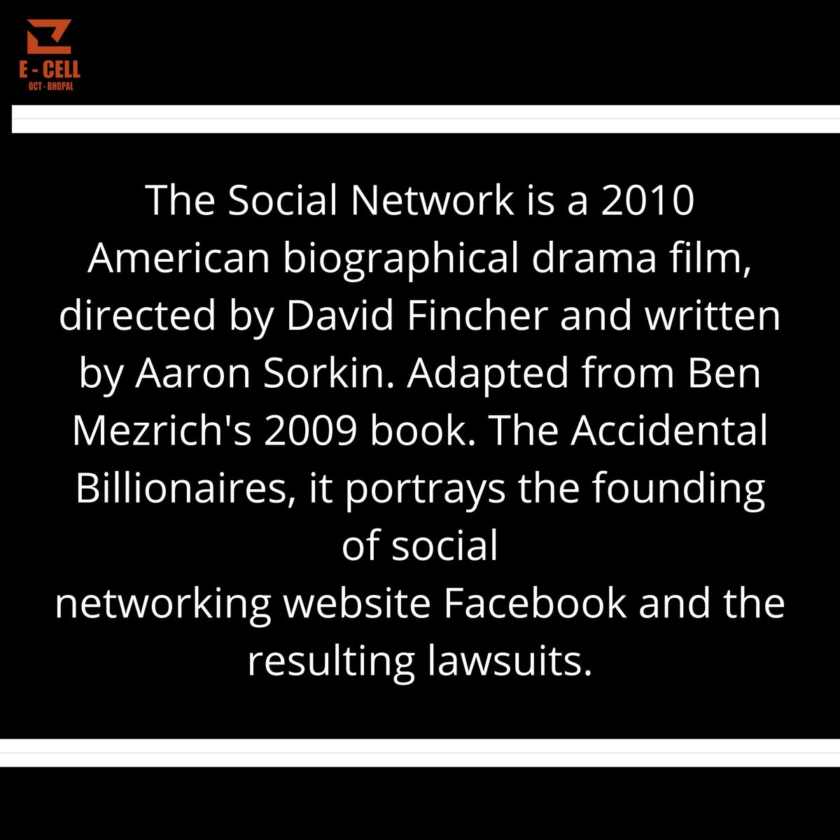 OrientalColleg1's tweet photo. #orientalcollegeoftechnology #ecelloct #NEC2020 #Entrepreneurs #startup
"Punk Genius Traitor Billionaire" know the story of your fav social website
Saturday Suggestion- THE SOCIAL NETWORK https://t.co/tih1qzvj8w