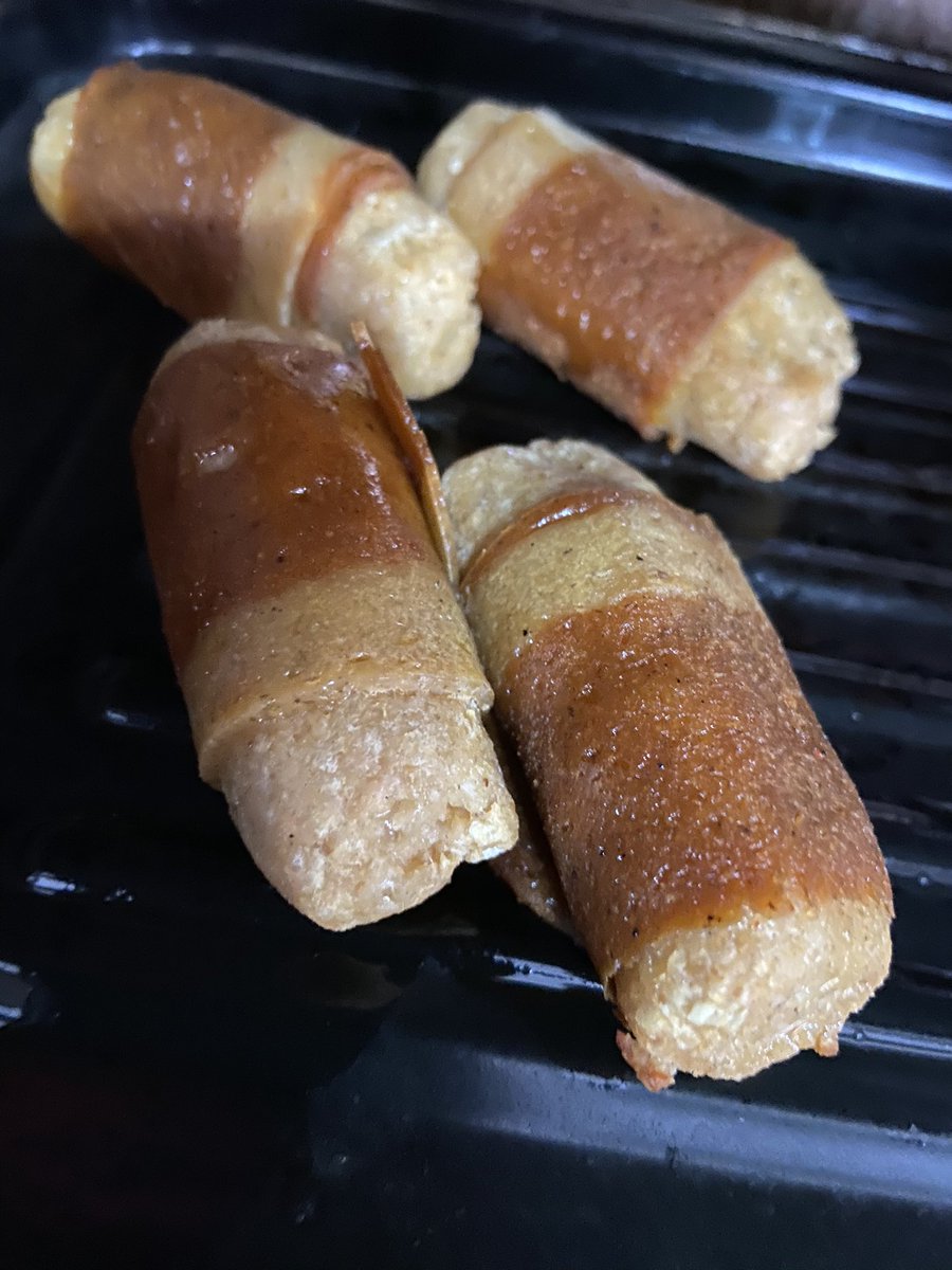 Our first handcrafted #vegan chipolatas of the season, wrapped in our handcrafted vegan bacon, only available <a href="/bbl65pleasance/">bbl 65 Pleasance</a> #Edinburgh #UK
