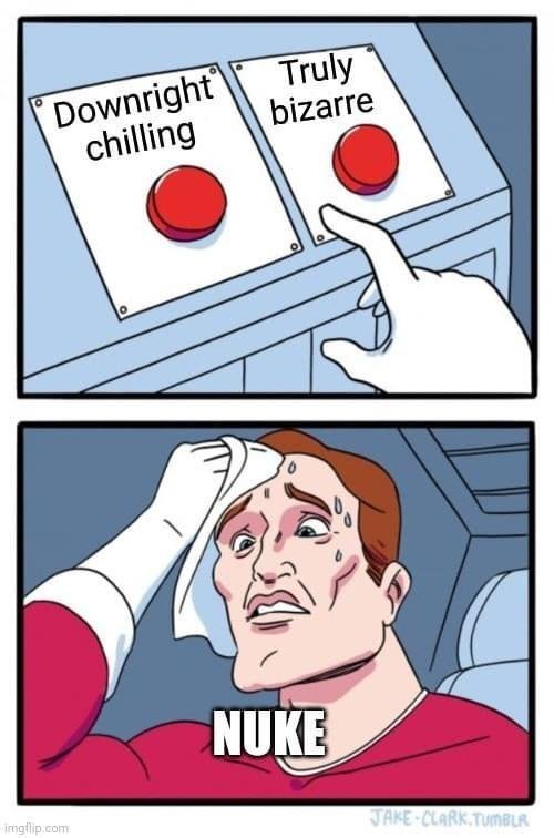 NukesTop5's tweet photo. THE STRUGGLE !!!
(Credit: Chungusinmybungus in the r/NukesTop5 subreddit) https://t.co/sBDCQewU4T