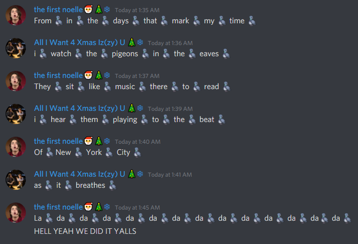 sebshungryeyes's tweet photo. hell yeah singing Pigeons by Alex Boniello in the discord server #tsab #pigons #alexboniello https://t.co/jblDBJI8q4