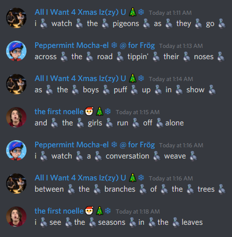 sebshungryeyes's tweet photo. hell yeah singing Pigeons by Alex Boniello in the discord server #tsab #pigons #alexboniello https://t.co/jblDBJI8q4
