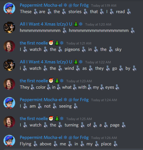 sebshungryeyes's tweet photo. hell yeah singing Pigeons by Alex Boniello in the discord server #tsab #pigons #alexboniello https://t.co/jblDBJI8q4