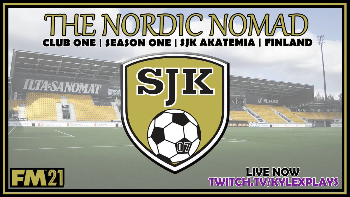 LIVE NOW GUYS!

Back in Finland with my #FM21 Nordic Nomad series with <a href="/SJK_Seinajoki/">SJK Seinäjoki</a> Akatemia 

Twitch.tv/kylexplays 

Team is set up and ready to start the competitive season (I think) 

#eiluovutetakoskaan #meidankerho