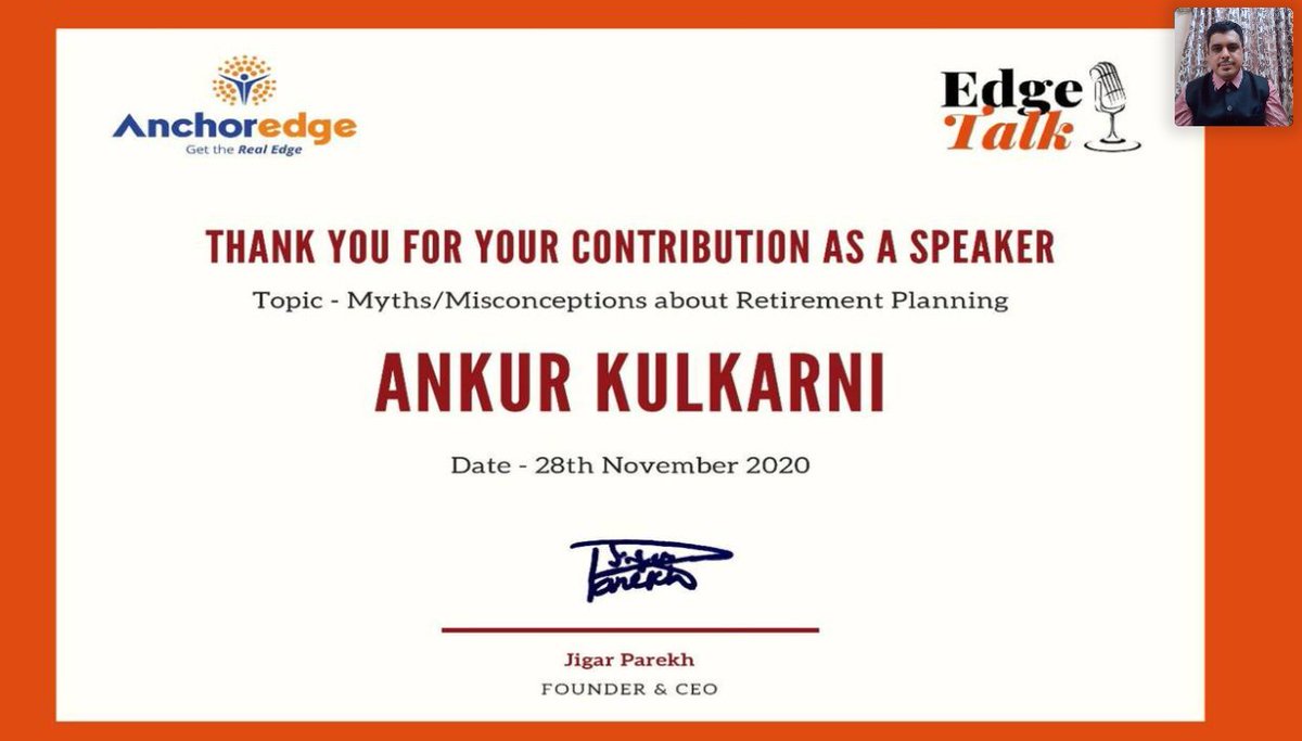ankurkulkarni's tweet image. Happy to share that I have successfully delivered my speech on Myths about Retirement Planning on EdgeTalk. 

Thanks a lot @JigarDParekh Bhai for wonderful opportunity &amp;amp; @ajaybeel &amp;amp; Rajul ji for guiding.
#EdgeTalk #AnchorEDGE 
#AnkurKulkarni #MoneywiseFinancialServices