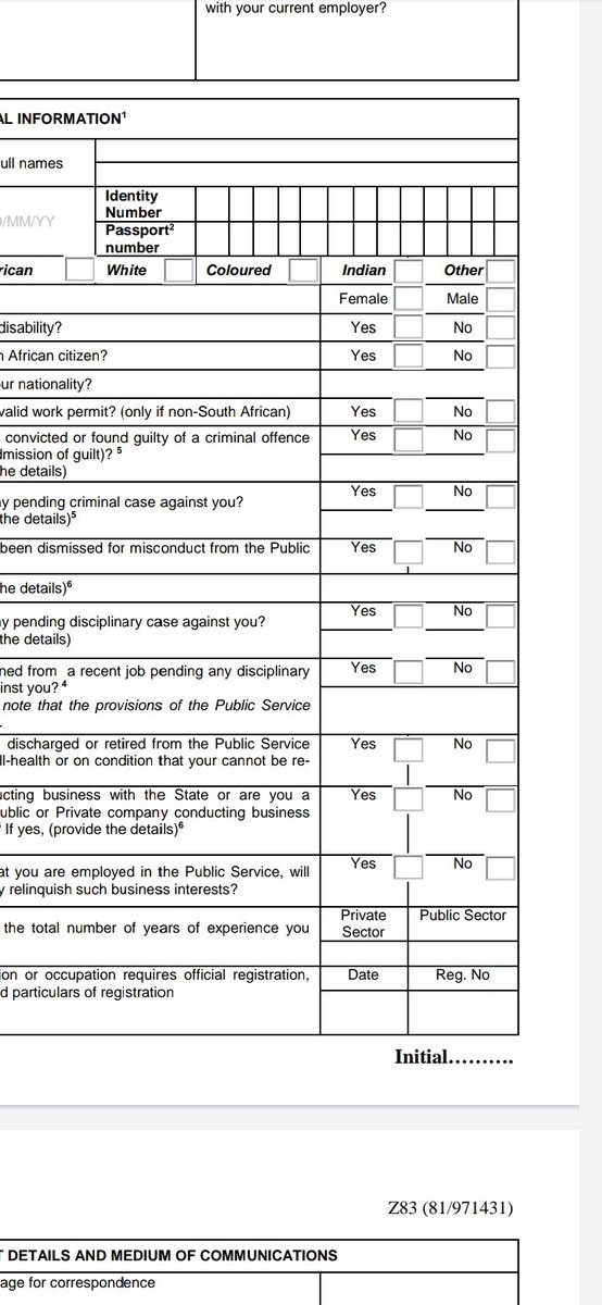 Ivy_Blvc's tweet photo. @thedpsa whoever's is responsible for uploading Z83s is doing a bad job. how do you scan a bad printout and expect people to print it and apply with it. even the new editable PDF Z83s are formatted badly. 

what is this kodwa? come on. https://t.co/b4vwJYDsrm