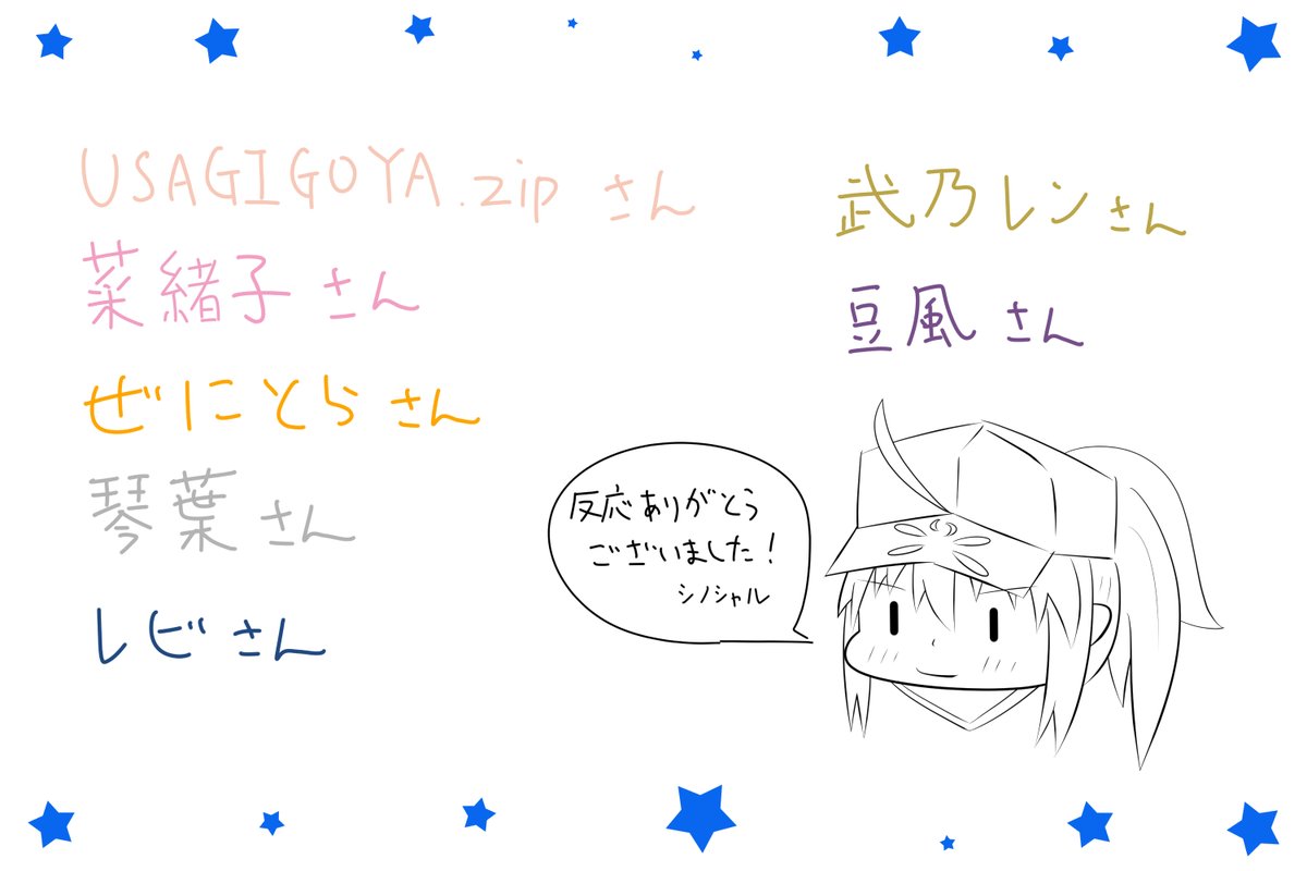 書けました。

おまけ要素として直感で選んだイメージカラーをそれぞれ使ってます。一応理由はあるので気になった方は考えてみてください。 