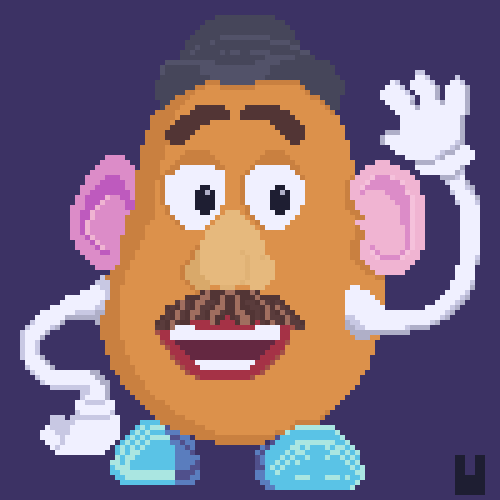 OneRabbitJelly's tweet photo. A little late but gotta admire the #moustache on Mr. Potato Head!

@Pixel_Dailies #pixel_dailies #pixelart #pixelartist #disney #toystory #digitalart #asepriteart #aseprite https://t.co/j9HlnvCgGl