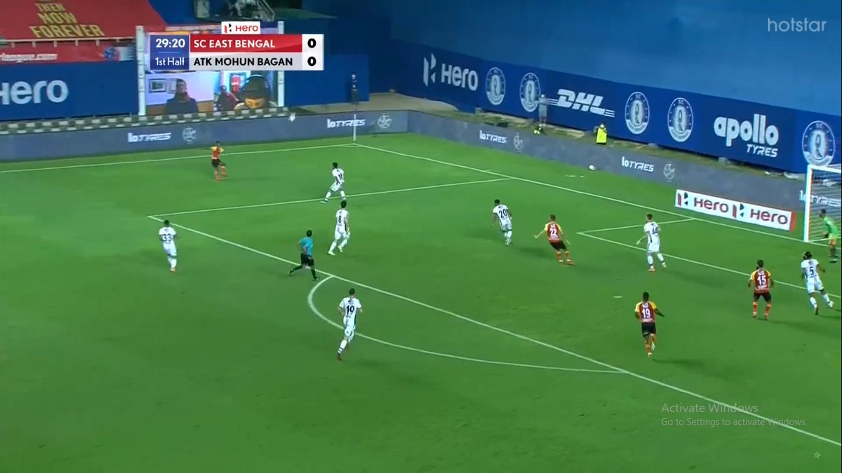 29’ – Following a spell of ATKMB attack, Narayan delivered a good cross which found Maghoma in the box only for him to head wide. Considering it was a free header with a late dash made by Jhingan, Maghoma should have forced a save out of Arindam. Really poor execution here.