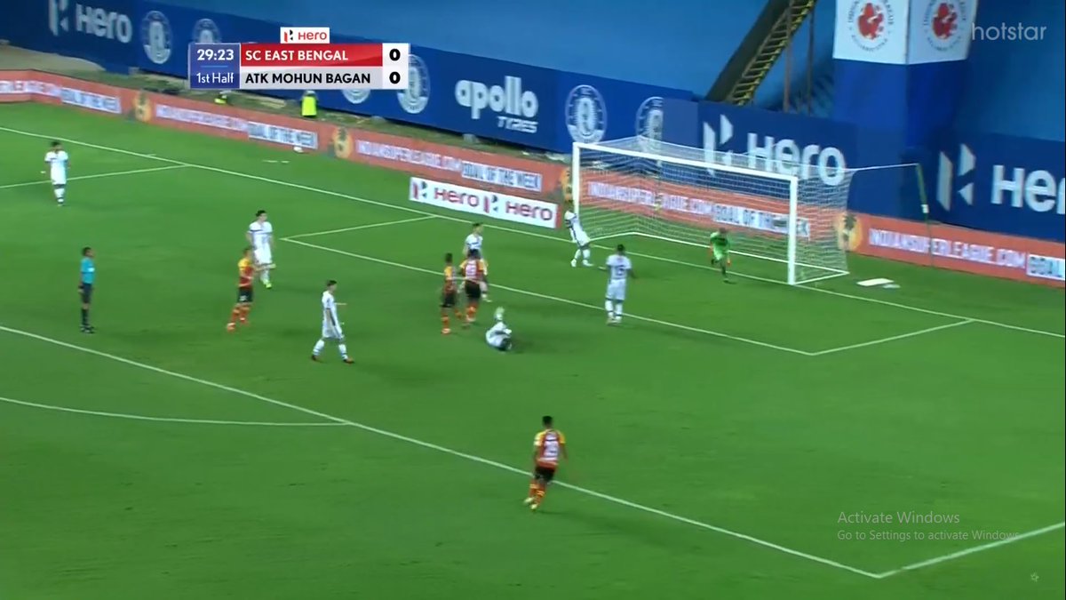 29’ – Following a spell of ATKMB attack, Narayan delivered a good cross which found Maghoma in the box only for him to head wide. Considering it was a free header with a late dash made by Jhingan, Maghoma should have forced a save out of Arindam. Really poor execution here.