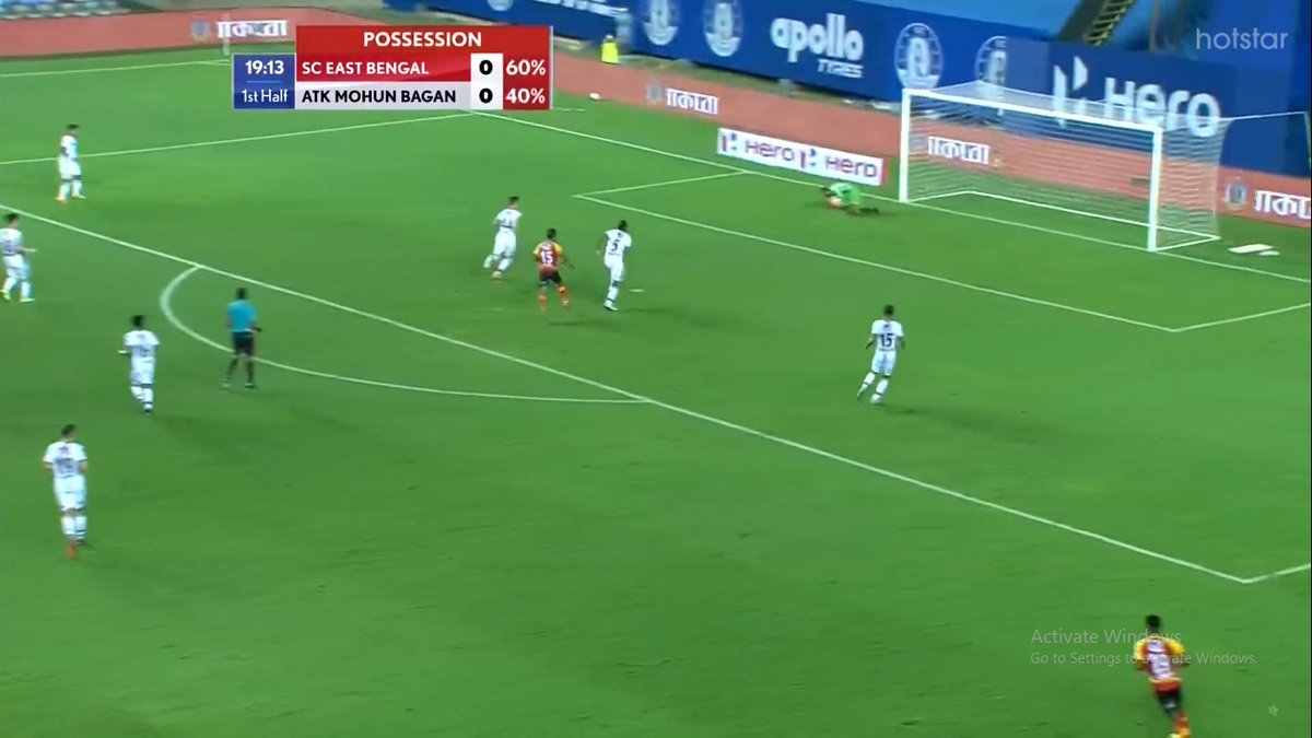 20’ –  @sc_eastbengal's first shot on target and it was bleh! Pilkington found some space outside the box and took the shot only for Arindam to save it comfortably. On closer look, it would have been better if Pilkington saw Narayan’s run down the left to deliver a good cross in.