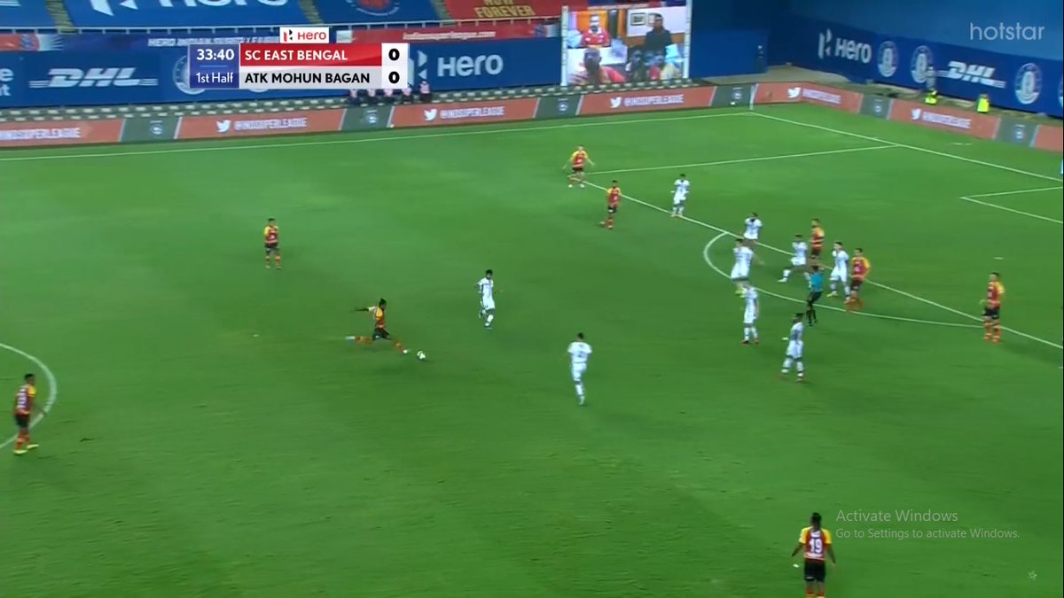 33’ – Throwback to the old Kolkata football days. Take a long ranger off nowhere and hope it's in.  @Robbie9Fowler will need to eliminate this type of shots. A wasteful effort by Rana Gharami with all the big men up front. One can see the player on the right crying for the ball.
