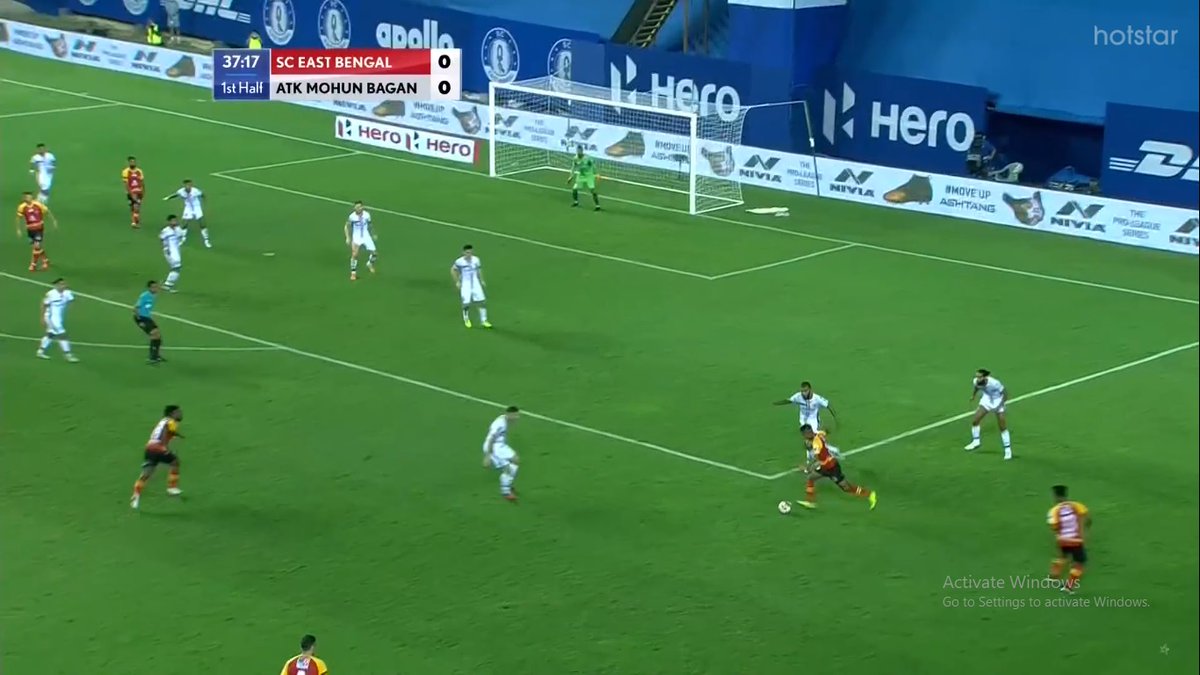 38’ –  @sc_eastbengal's best chance of the first half. Following a cross from Surchandra from the left, Balwant found himself at the end of it after Kotal got sucked in and failed to clear it but Balwant shot wide with his right foot. Would have been better had he used his left.