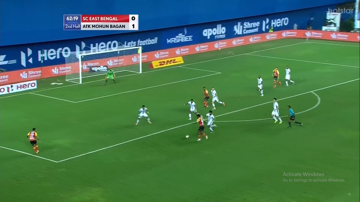 63’ – A good shot attempted by Maghoma from outside the box when he noticed a good amount of space in front of him between Prabir and Kotal. The ball was still rising as it went whizzing past the upper bar. It forced Habas to bring on Pronay to bridge the spaces in midfield.