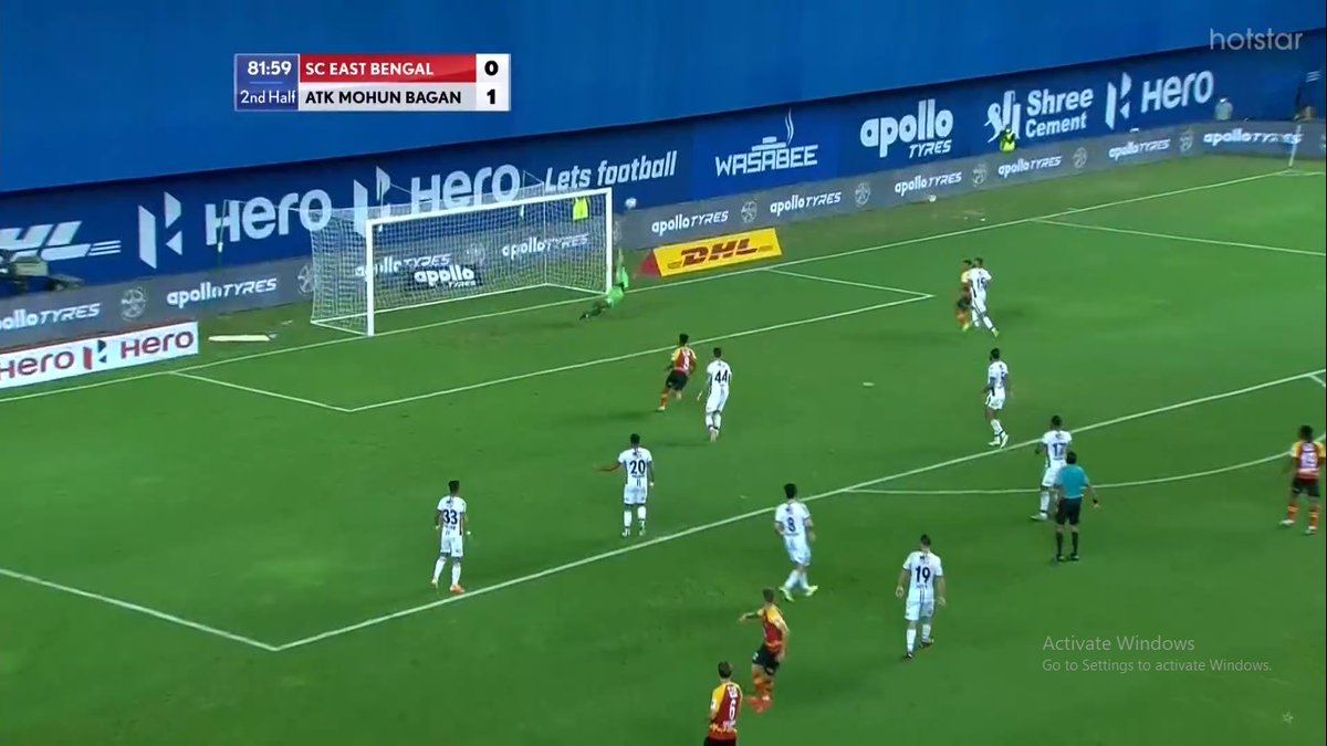 82’ –  @sc_eastbengal's second shot on target and it forced a save out of Arindam. This came 62 minutes after the first which shows how poor our finishing was yesterday. This shot also came from a distance after Pilkington found some space to shoot.