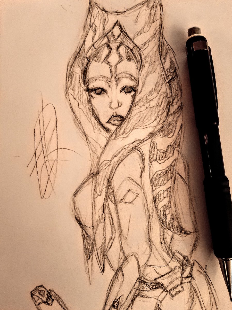 Can't sleep which means it's time for some late night sketching. Sneak peek of the latest project I'm working on.
#ArtistOnTwitter #workinprogress #StarWarsRebels #StarWarsTheCloneWars #Ahsoka #AhsokaTano #drawing #sketching #CloneWars #AhsokaLives #jedi #StarWars #art #fanart https://t.co/iT9OBfZK5z