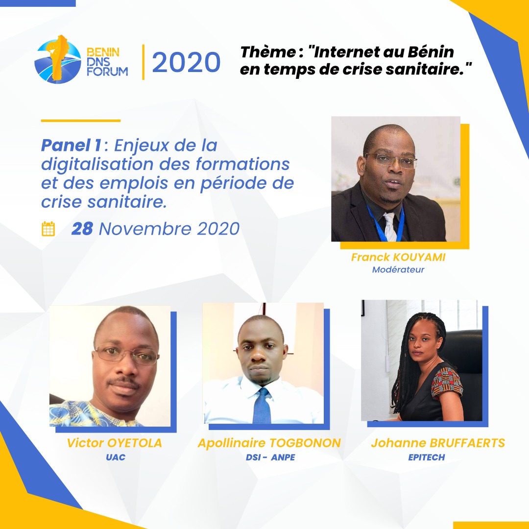 Premier panel de la journée après l'ouverture officielle du forum public fait par <a href="/pdandjinou/">pierre Dandjinou</a> VP <a href="/ICANN/">ICANN</a> pour l'Afrique. #BeninDNS #BDF2020 <a href="/ISOC_Community/">Internet Society Community</a> <a href="/AFNIC/">Afnic</a> <a href="/FKOUYAMI/">Franck B. KOUYAMI</a> <a href="/BeninFgi/">FGI Bénin</a> <a href="/uacbenin/">UAC Benin</a>  <a href="/EpitechBenin/">Epitech Bénin</a> <a href="/ANPEBENIN/">ANPE BENIN</a>