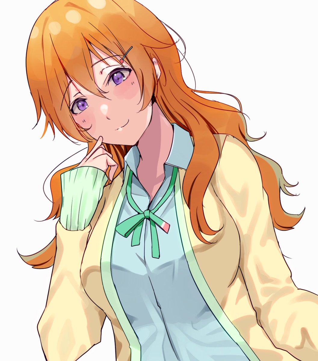 1girl nijigasaki academy school uniform solo purple eyes orange hair long hair school uniform  illustration images