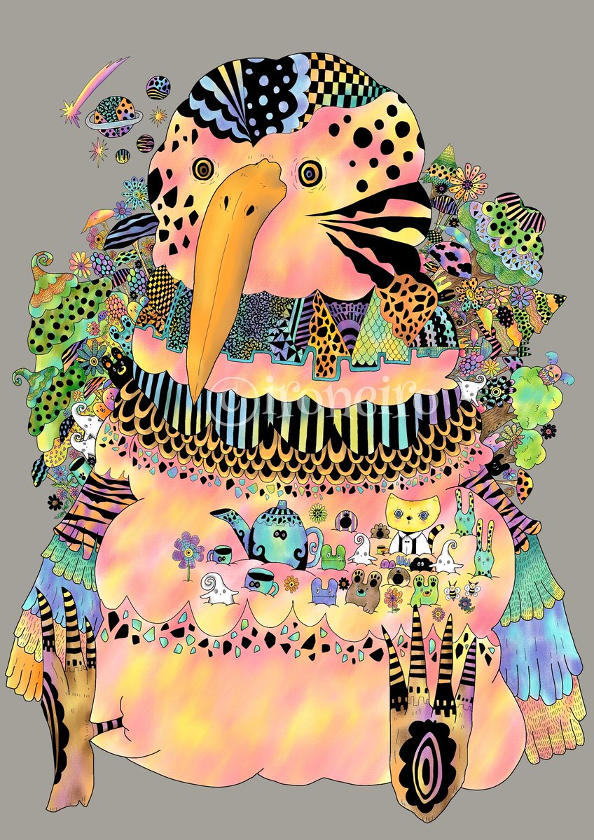 色音色 2人組アーティスト マシュマロ もこもこふわふわのマシュマロみたいな鳥 キャンディみたいなカラーにしてみました ゝw 色音色 Ironeiro Illustration イラスト 絵描きさんと繫がりたい Drawing オリジナルキャラクター