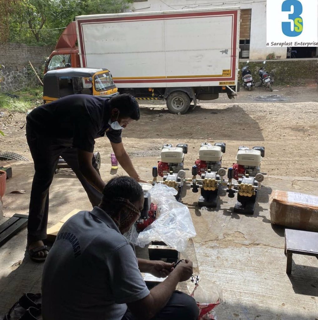 “Getting ready to tackle wave 2 of covid 19” high pressure pumps being fitted to all 3S equipment to ensure high quality pressure cleaning with hospital level disinfectants for all toilets on construction sites and covid sites serviced by 3S #hygieneredefined @sanipreneur @ulkee