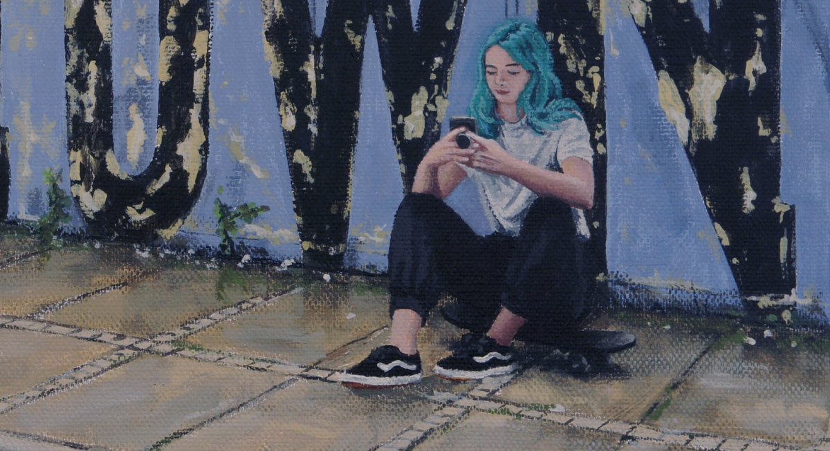 peterdavis_art's tweet photo. Here’s a new painting in my #UrbanRealist series. This one’s about a mural in #Burslem, the beauty of the alleyway &amp; the green shoots reclaiming the space behind. “Mother Town, Mother Nature”, Acrylic on board, 45cm x 26cm. AVAILABLE TO BUY FROM @barewall #MotherTown #sotculture https://t.co/Skt1rvBRYb