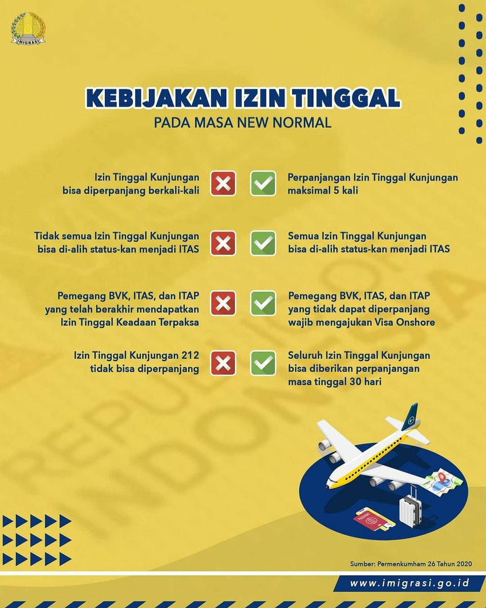 Kanimdepok's tweet photo. Aturan izin tinggal bagi orang asing pada masa adaptasi kebiasaan baru (new normal) sudah diterbitkan beberapa waktu lalu. Biar ga lupa, nih Mido ingetin lagi.
#izintinggal #imigrasi #foreigner #staypermit #immigration https://t.co/ClnIsRGWUr