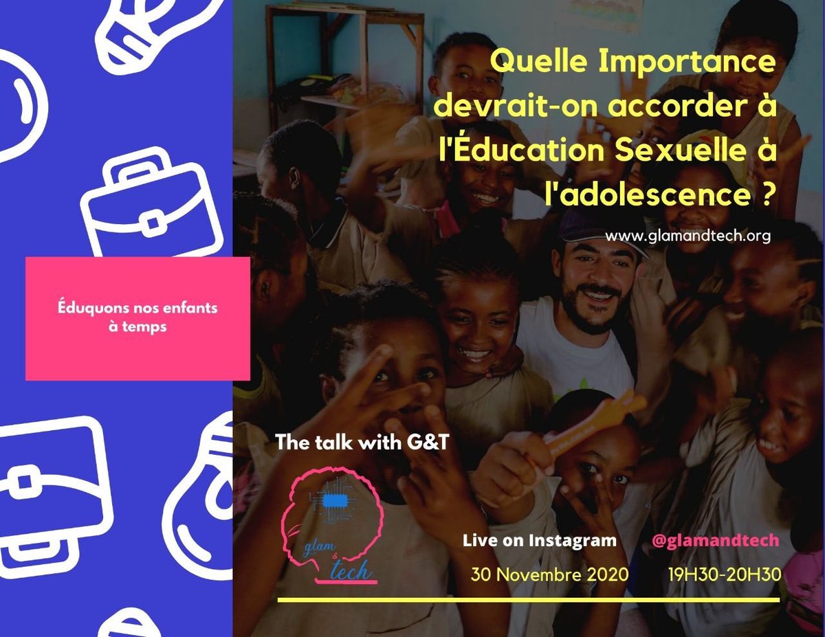 Glam_andTech's tweet photo. Retrouvez nous ce lundi 30 Novembre 2020 en Insta Live pour débattre sur un sujet qui soulève encore énormément de polémique. 

#glamandtech #educationsexuelle #adolescence https://t.co/v3VVzUCImu