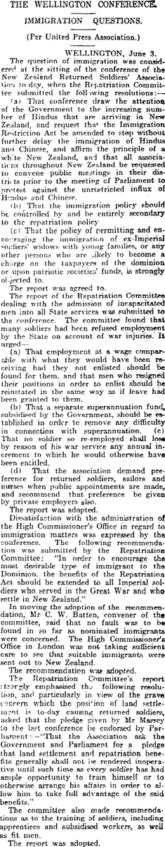 2 A century ago the Returned Services Association could have been considered NZ's largest & most influential white supremacist group. The RSA adopted a 'White NZ' policy at its 1920 national conference; this policy was reaffirmed at the group's 1926 conference.