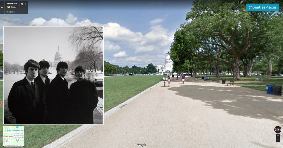 BeatlesPlaces's tweet photo. After wowing America on the Ed Sullivan Show, the #Beatles travelled to Washington on 11 February 1964.

After a photo-op on the National Mall, they played their first US concert at the 8,000 seat Coliseum. Thankfully this thrilling concert was filmed for posterity. https://t.co/J5r46nBirp